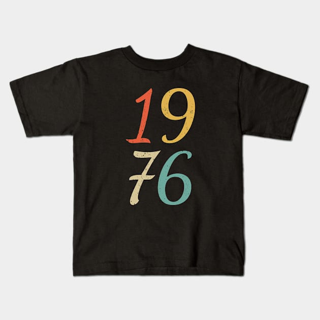 Classic Vintage Style 1976 Birthday Distressed Kids T-Shirt by MSA